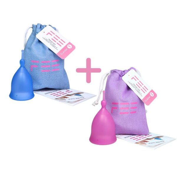 FEE Menstruationstasse 2er Sparset blau + violett